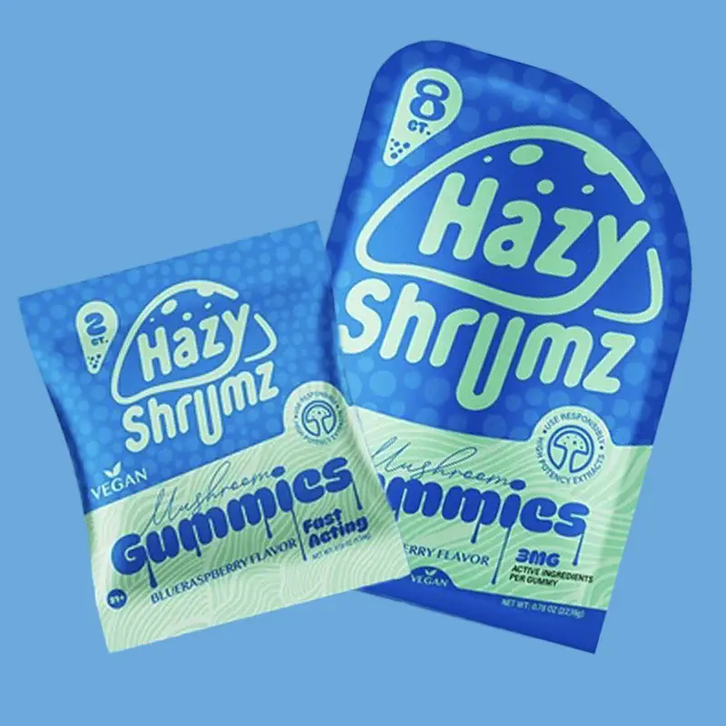 Hazy Shrumz, 8 Gummies Per Pack, 10 Count Display,Blue Rasberry